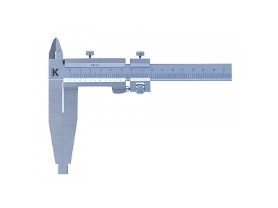 Posuvné merítko 200/0,02mm bez hĺbkomera, horné čeľuste, monolit, jemné nastavenie, NEREZ, DIN 862